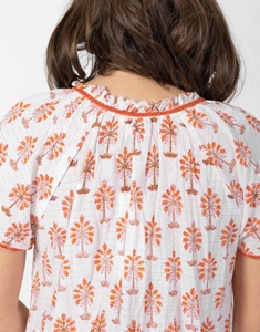 Bohemian Floral Print Mid-Calf <b>Dress</b> Cap Sleeve V-neck A-Line 100% Cotton Eco-Friendly <b>Loose</b> Fit Summer Casual Women's <b>Dress</b> - Product Image 4