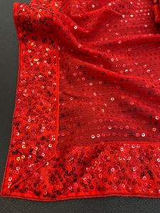 Saree georgette rouge pour femmes avec broderie de séquence de fil fantaisie belles fêtes de conception à la mode achats en gros en ligne - Product Image 5