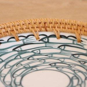 Classique Mini porcelaine assiette organisateur tissé à la main rotin naturel vietnamien osier artisanat personnalisable Dessert gâteau stockage - Product Image 6