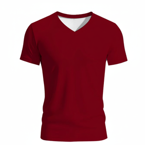 Camiseta de Manga Corta con Cuello en V de Punto de Lujo Casual para Hombre, Transpirable, Múltiples Opciones de Estampado, Diseño en Blanco para Serigrafía - Product Image 5