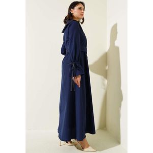 Robe décontractée bleu marine avec col en jean demi-fermeture éclair Terikoton - Product Image 4