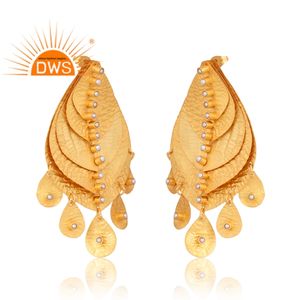 ต่างหูเม็ดเดี่ยวประดับมุกแท้18K ทำจากทองเหลืองดีไซน์ทันสมัยออกแบบได้ตามต้องการ - Product Image 3