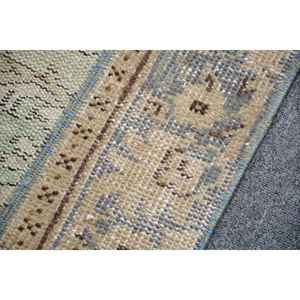 Alfombra Turca, Alfombra de Pasillo de 3.1x8.6 pies, Alfombra Vintage, Alfombra de Lana Azul Abstracta - Product Image 5