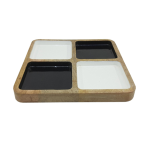 Square Shape Food <b>Serving</b> <b>Tray</b> <b>Black</b>/White Color Natural Wooden Stylish Kitchenware Food & Drink <b>Serving</b> <b>Tray</b> Customized - Product Image 1
