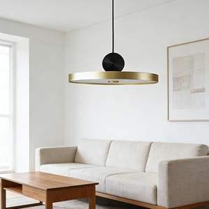 Lampada a Sospensione SIMIG in Stile Arte Moderna, Lampadario a Striscia ad Anello Nero e Oro in Ferro, Adatto <span class=keywords><strong>per</strong></span> Ingresso e Camera da Letto - Product Image 3
