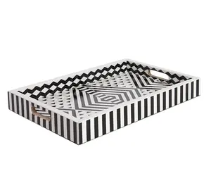 Luxury Design Hotel Ware Bone Inlay Luxury Serving <b>Tray</b> <b>Table</b> Decor Bone Inlay Rectangle Serving <b>Tray</b> for Home and Restaurant - Product Image 1