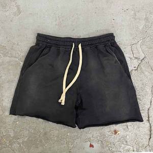 Pantalones Cortos Deportivos de Verano para Hombre, Cintura Alta Elástica, Poliéster/Algodón, Secado Rápido, Estilo Vintage, Lavado Ácido, Color Raccoon - Product Image 4