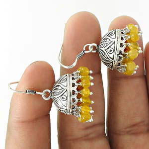 เครื่องประดับอัญมณีซิทรีนธรรมชาติพร้อมหยดน้ำเงินสเตอร์ลิง925สำหรับผู้หญิงเครื่องประดับโบฮีเมียนทำมือ - Product Image 3