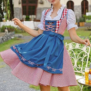 Fashion Oktoberfest Beer Girl Costume Plus Size 2025 Germany Tradition Oktoberfest Dirndl Beer Girl Costume Dress and Apron - Product Image 5