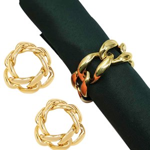 Rond de serviette en métal coulé à la feuille d'or pour la décoration de table à manger pour les mariages et les fêtes d'été chaudes stockées - Product Image 2