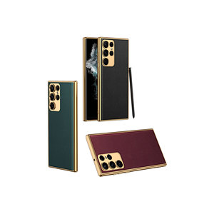 Funda Protectora Delgada de Lujo para Samsung Galaxy S23 Ultra, con Acabado en Cuero Electrochapado, Diseño Rectangular, Carcasas Traseras A53 - Product Image 6