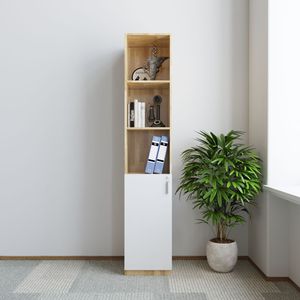 Modern Minimalist 40x40x220cm Rubber Wood Filing Cabinet with 1 Bottom Door THS68020 Freestanding Movable for Office Workshop - Product Image 2