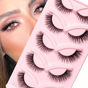5 pares de pestañas postizas - Pestañas largas naturales estilo dibujos animados - Pestañas de extensión de ojos con efecto alado para maquillaje - Product Image 1