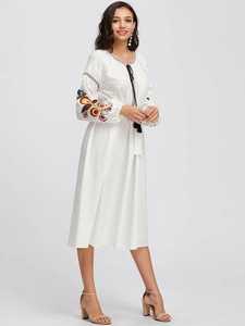 Vestidos bordados de manga larga, 100% algodón - Product Image 2