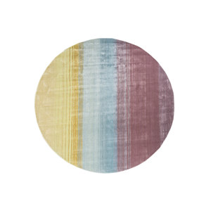 Alfombra Azul de Lana y Viscosa Hecha a Mano, Modelo Tnq-4413, Estilo Boho a Rayas para el Hogar, Rectangular de 9x12 para Sala de Estar, Entrada, Pasillo - Product Image 1