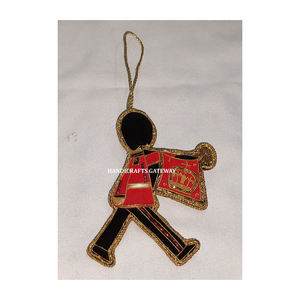 Attractive Looking Golden Zari Embroidery Christmas Tree Hanging <b>Ornaments</b> Man Shape With Beaded Work Used Birthday Party Decor - Product Image 1