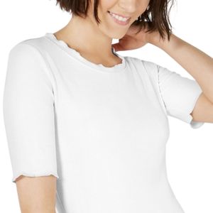 Top da Donna Maison Jules con Collo Rotondo e Maniche al Gomito, Bianco, Taglia XS, con Stampa Fiori Ricamati per Primavera/Estate - Product Image 2