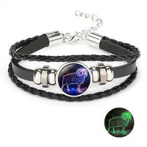 Vendita calda abbagliante luminoso 12 oroscopi bracciale in pelle regolabile per uomini e donne alla moda ornamenti G191 - Product Image 1