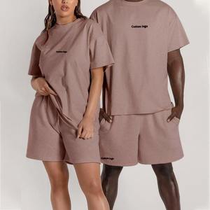 Vente en gros Ensemble de costumes de jogging d'été pour hommes 100% coton T-shirt et short surdimensionnés en fibre de bambou Ensemble deux pièces grande taille - Product Image 1