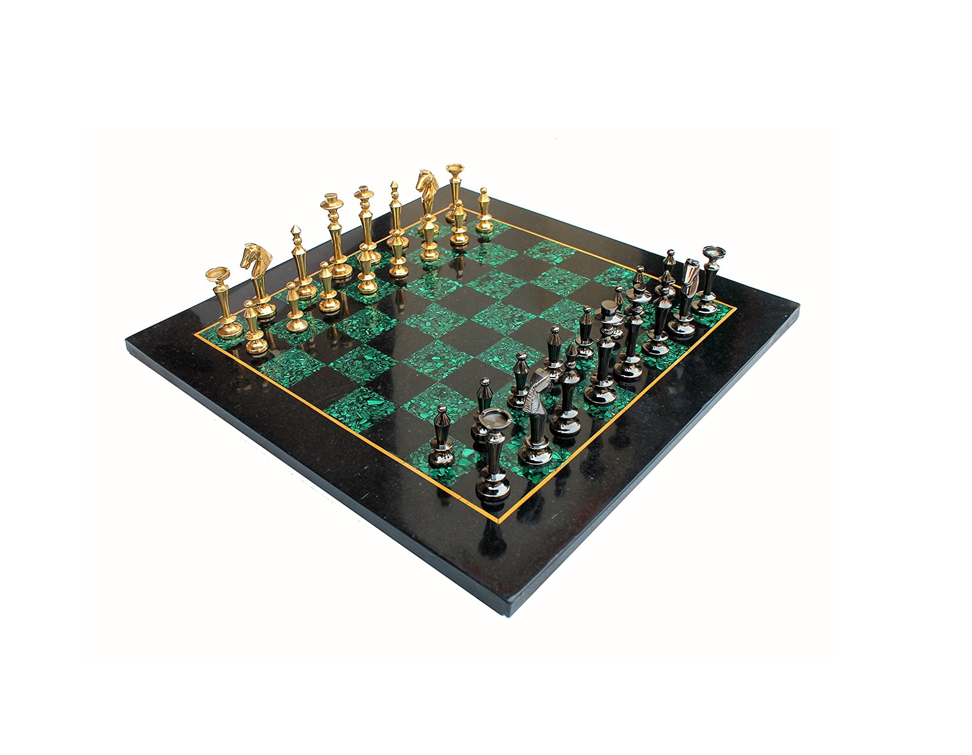 ANCIEN ECHIQUIER GREC avec Pions en Bronze et Plateau Effet Laiton Jeu