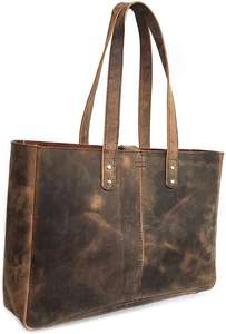 Sac fourre-tout en cuir véritable fait à la main pour femmes filles Portable voyage d'affaires travail sac à bandoulière grande capacité résistant à l'eau pour - Product Image 2