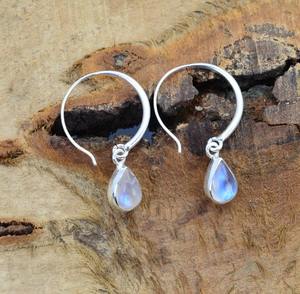 Bijoux pour femmes Boucles d'oreilles en argent de style bohème Bijoux en argent sterling 925 Pierre de lune Boucles d'oreilles tendance faites à la main Cadeau Amour - Product Image 3