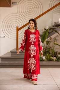 premium German Rayon Printed <b>Kurti</b> With Bottom Collection Full Catalog available at wholesale rate partu wear collection - Product Image 4