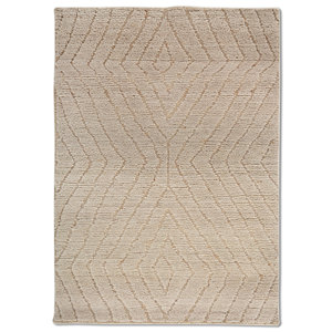 พรมขนสัตว์ถักมือลายเรขาคณิตนามธรรม รุ่น Zuri Ivory AKWJ-1037 (Cs-03) สำหรับตกแต่งบ้าน ห้องนั่งเล่น ทางเดิน รูปทรงสี่เหลี่ยมผืนผ้า แบบทับริซ - Product Image 1