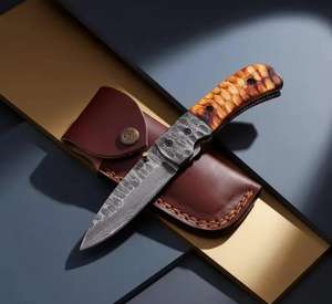 Cuchillo Plegable Hecho a Mano Personalizado al por Mayor, Cuchillos de Bolsillo Pequeños para Acampar, Cuchillo de Acero de Damasco con Bloqueo para Senderismo, Grado OEM - Product Image 6