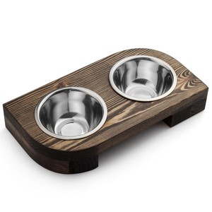 ชามอาหารสัตว์เลี้ยงโลหะและไม้ทำด้วยมือเป็นมิตรกับสิ่งแวดล้อมสำหรับสุนัขและแมวกล่องเสิร์ฟอาหาร - Product Image 1