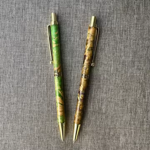 Crayon en bois tourné à la main avec pince en laiton fabriqué à partir de café Burl Set pour journaliser et dessiner - Product Image 2