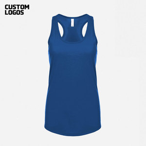 Débardeurs de sport pour femmes, dos nageur, col rond, athlétique, yoga, musculaire, bleu, 100% coton, respirant, séchage rapide - Product Image 3