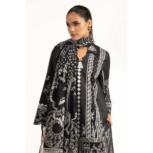 IUSTKSD-874 Traje de Verano Bohemio Estampado de 3 Piezas con Cuello Mandarín, Mangas Tres Cuartos y Tela de Chifón Transpirable - Product Image 3