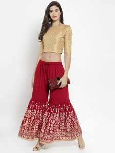 กางเกงพลาสโซสำหรับผู้หญิงกางเกงพลาสโซเย็บพิมพ์ลายผ้าเรยอน - Product Image 5