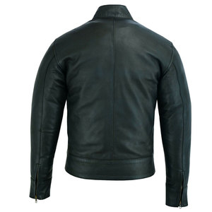 Veste en cuir de moto personnalisée avec fermeture éclair Streetwear à impression brodée Veste en cuir de moto pour hommes - Product Image 4