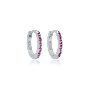 13 mm Rubis Zircon Pierre Hoop Boucle D'oreille En Gros Turc 925 Bijoux En Argent Sterling - Product Image 5