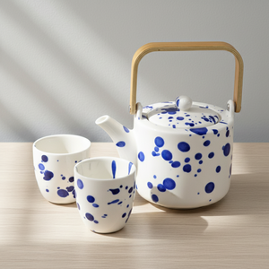 Ensemble théière et tasses en porcelaine durable de qualité supérieure 3460999SETA-0.75, design nordique, avec passoire, théière 750 ml et tasse à thé 150 ml - Product Image 1