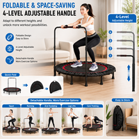 Trampoline de fitness pliable et silencieux avec poignée en mousse pour appartement et salle de sport intérieure