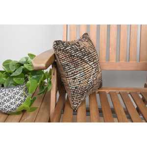 Brown Wool <b>Kantha</b> Patchwork Pillow 12x12 Inch Vintage Embroidered Woven Printed Rustic Living Room <b>Throw</b> Pillow for Home Use - Product Image 2