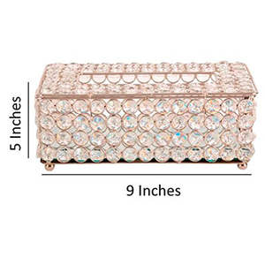 Boîte à mouchoirs en métal/cristal de forme carrée, accessoires de décoration de table, porte-papier de soie fait main - Product Image 6