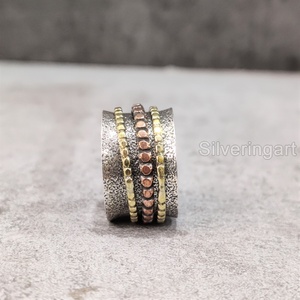 Anillo de meditación con banda giratoria, anillo de Plata de Ley 925 para mujer, joyería hecha a mano, anillo giratorio para hombre con ansiedad navideña - Product Image 2