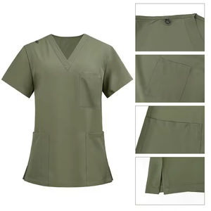 Conjunto de uniforme moderno para salón de spa, personal de bienestar, ligero, cómodo, ropa de trabajo Unisex con Top y pantalones de manga corta - Product Image 2