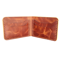 Dompet Lipat Pendek Kulit Sapi Asli Crazy Horse Desain Vintage Buatan Tangan Khusus Unisex dengan Penutup