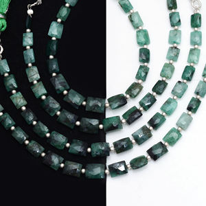 Émeraude naturelle à facettes 7x5 à 8x6mm perles de pierres précieuses en forme de rectangle classique en gros 6 brins pour la fabrication de bijoux créatifs - Product Image 2