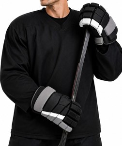 Guantes de Hockey sobre Hielo Harry Johnson, Cierre de Gancho y Bucle, Color Negro y Gris, Poliéster, Unisex, Deportivos, Transpirables, Ligeros, Antideslizantes - Product Image 2