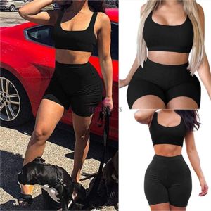 Chándal de 2 piezas para mujer, conjunto de entrenamiento deportivo, pantalones cortos de Yoga - Product Image 5