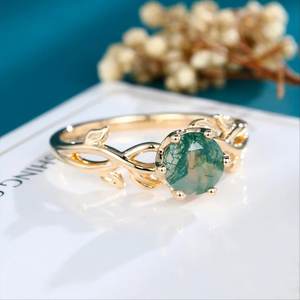 Round Cut Moss Agate Stone <b>Ring</b> Solid 925 Sterling Silver Unique Design Women <b>Girls</b> Fine Silver Jewelry <b>Ring</b> Fashion Jewelry - Product Image 3