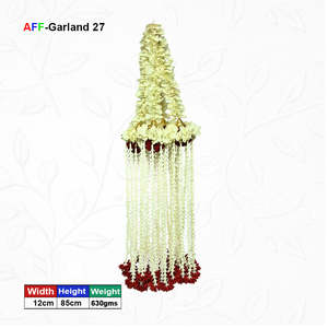 Guirnalda Colgante Navideña de Poliéster Rojo Puntiagudo con Flores Artificiales de Mogra Jhumar, Modelo AFF-Garland-27, Precio Rs.480/Pieza - Product Image 1