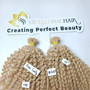 Pixie Curly K Tip Hair Blonde Color super double drawn extensions de cheveux vietnamiens bruts du Vietnam - Product Image 4