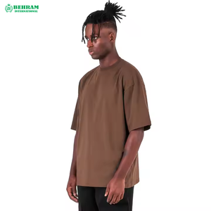 T-shirt Homme Grande Taille Coupe Boxy Épaules Tombantes Personnalisable Impression Numérique Design Vierge 100% Coton Écologique Vente en Gros - Product Image 3